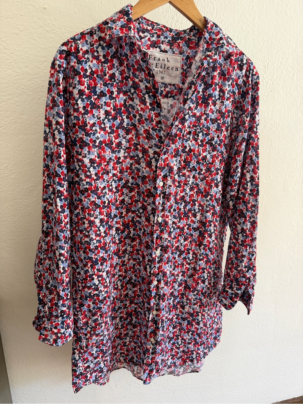 Frank & Eileen Mary Floral Italian Linen Button Front Shirt XS